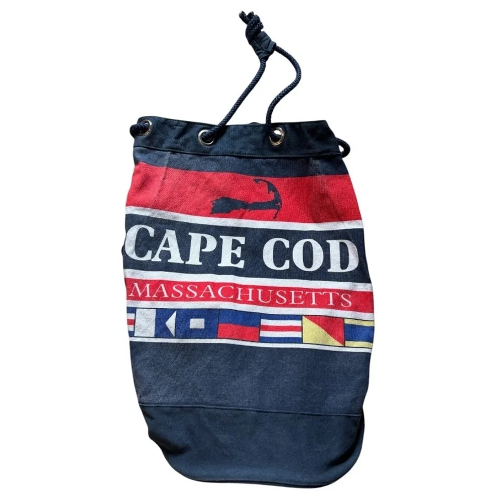 Cape Cod Massachusetts Red and Blue Drawstring Bag